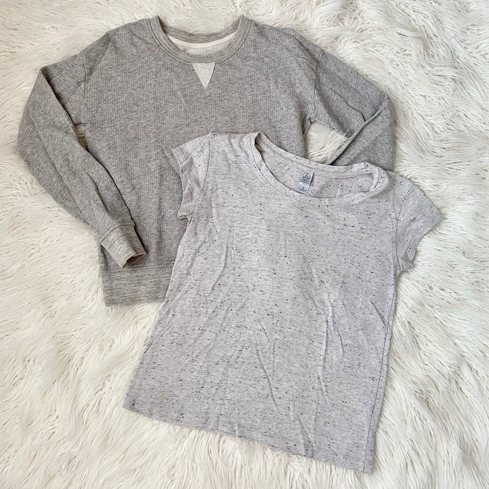 Alternative Apparel Sweatshirt & Tee Gray Set Top
